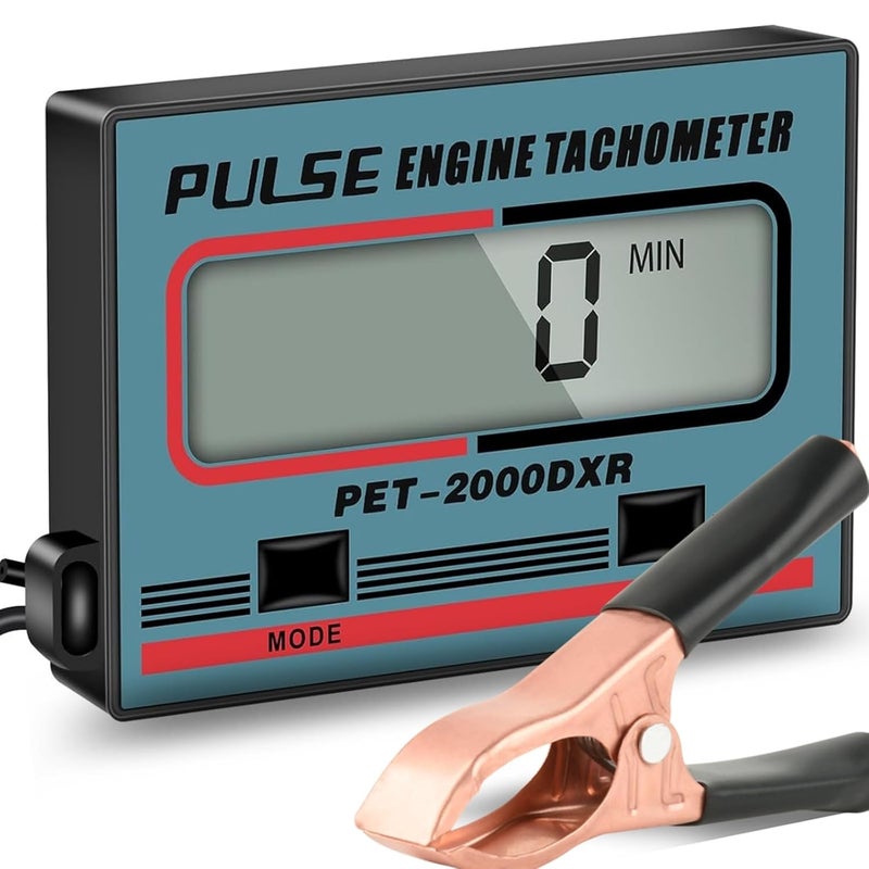 HTPREC Small Engine Tachometer Digital Chainsaw RPM Gauge Tiny Tach Hour Meter with Clip Mini Inductive Pulse Tachometer RPM Gauge Tester for Motorcycle Marine Outboard Boat Diesel Lawn Mower Tacho Meter - Image 1
